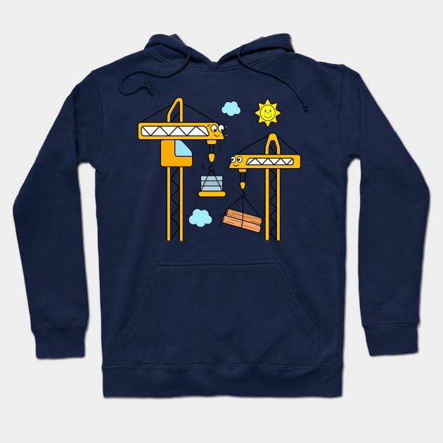 Cranes Working Hard on Construction Site Hoodie by samshirts